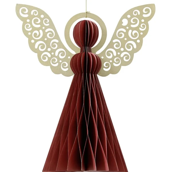 Weihnachtsfiguren^DecoWoerner Wabenpapier Deluxe Engel 40 Cm rot