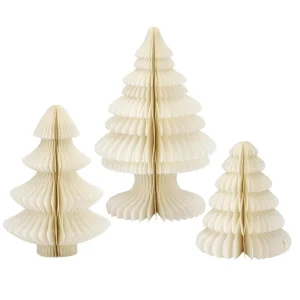Weihnachtsfiguren^DecoWoerner Wabenpapier Deluxe Tannenset 3 Tlg. weiß