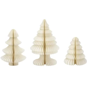 Weihnachtsfiguren^DecoWoerner Wabenpapier Deluxe Tannenset 3 Tlg. weiß