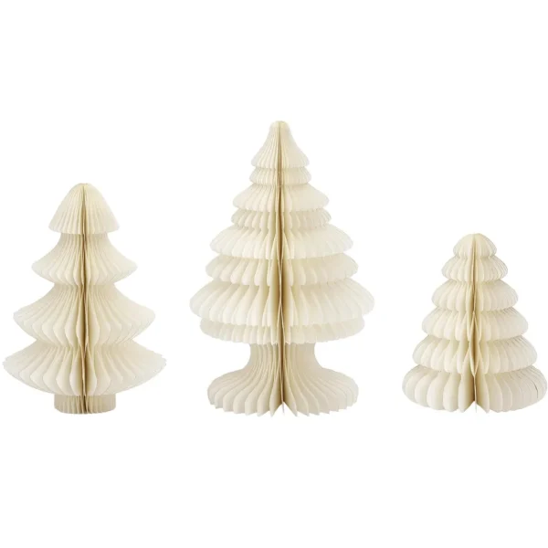 Weihnachtsfiguren^DecoWoerner Wabenpapier Deluxe Tannenset 3 Tlg. weiß