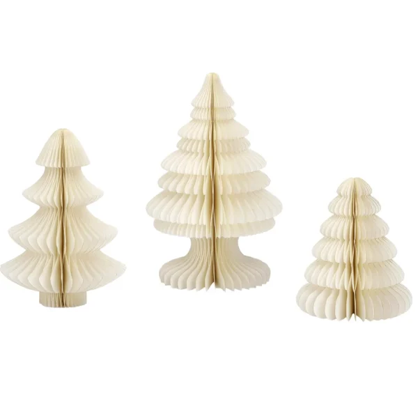 Weihnachtsfiguren^DecoWoerner Wabenpapier Deluxe Tannenset 3 Tlg. weiß
