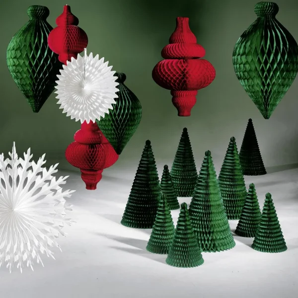Themen-Deko^DecoWoerner Wabenpapier-Hänger Ornament, 60 Cm grün