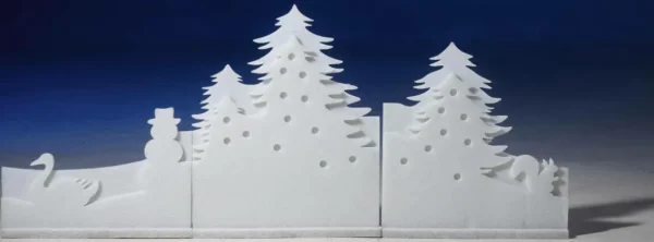 Winterdeko^DecoWoerner Wald-Silhouette Aus Watte 150 Cm Breit weiß