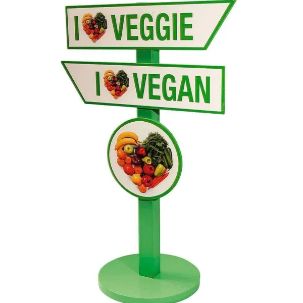 Sommerdeko^DecoWoerner Wegweiser "Veggie & Vegan" 80 Cm Hoch grün