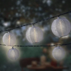 Themen-Deko^DecoWoerner e Solar LED Lampion Lichterkette 450 Cm weiß