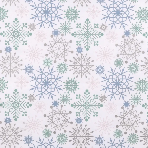 Geschenkpapier^DecoWoerner es Kraftpapier Mit Schneeflocken In Hellblau, Rosa, Silber & Mint – 50 M Geschenkpapier-Rolle weiß