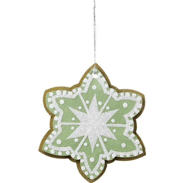 Weihnachtsfiguren^DecoWoerner Weihnachtsanhänger Lebkuchen Stern 14 Cm Ø 4 Stück grün