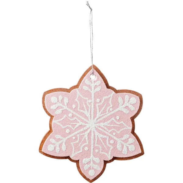 Weihnachtsfiguren^DecoWoerner Weihnachtsanhänger Lebkuchen Schneeflocke 14 Cm Ø 4 Stück rosa
