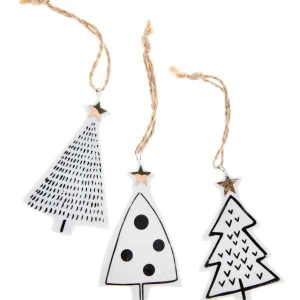 Weihnachtsfiguren^DecoWoerner WeihnachtsanhängerTannen, 3 Stück weiß