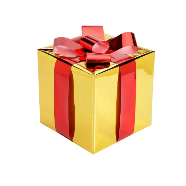 Weihnachtsfiguren^DecoWoerner Weihnachtsgeschenk 20 Cm Mit Roter Schleife gold