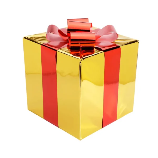 Weihnachtsfiguren^DecoWoerner Weihnachtsgeschenk 40 Cm Mit Roter Schleife gold