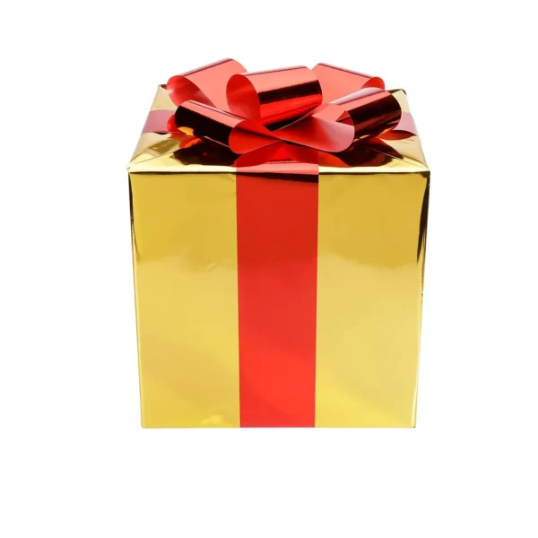 Weihnachtsfiguren^DecoWoerner Weihnachtsgeschenk 30 Cm Mit Roter Schleife gold