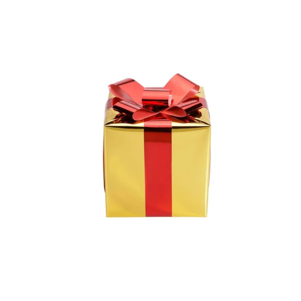 Weihnachtsfiguren^DecoWoerner Weihnachtsgeschenk 20 Cm Mit Roter Schleife gold