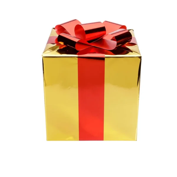Weihnachtsfiguren^DecoWoerner Weihnachtsgeschenk 40 Cm Mit Roter Schleife gold