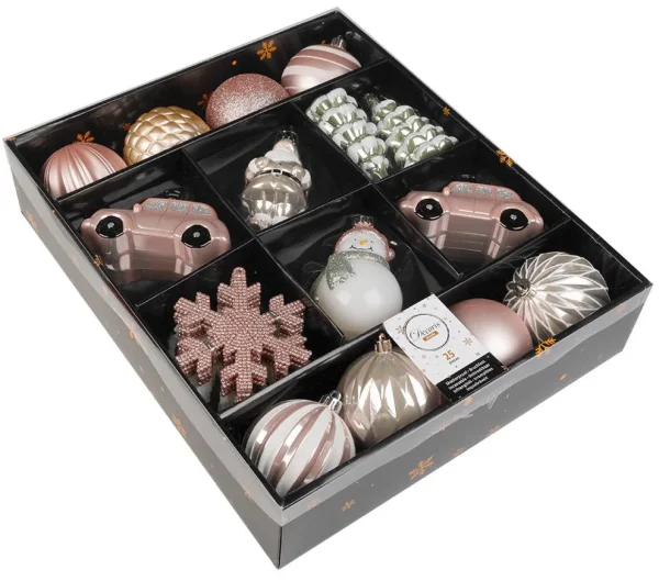 Weihnachtskugeln^DecoWoerner Weihnachtshänger-Mix Box 25 Stück 6 Cm Ø rosa