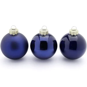 Weihnachtskugeln^DecoWoerner Weihnachtskugel Aus Glas Mit 3 Verschiedenen Oberflächen Dunkel blau