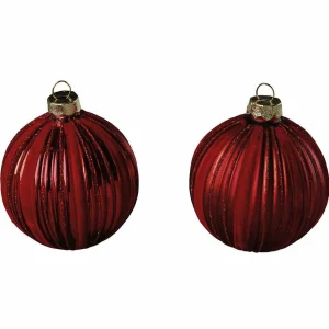 Weihnachtskugeln^DecoWoerner Weihnachtskugel Velvet , 8 Cm, 2 Stück rot