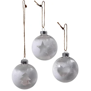 Weihnachtskugeln^DecoWoerner Weihnachtskugel Winter-White 8 Cm, 3 Stück transparent