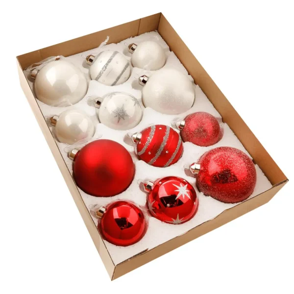 Weihnachtskugeln^DecoWoerner Weihnachtskugel-Set Aus Glas 7 - 10 Cm Ø Karton à 12 Stk. rot