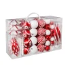 Weihnachtskugeln^DecoWoerner Weihnachtskugel-Set Aus Kunststoff 100tlg. Weiß 3 - 14 Cm Lang & 3 - 6 Cm Ø Inkl Metall-Aufhänger rot