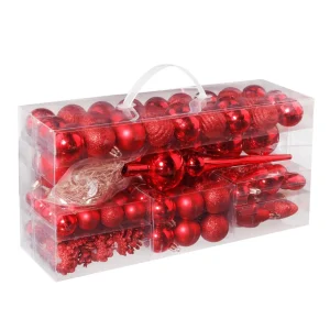 Weihnachtskugeln^DecoWoerner Weihnachtskugel-Set Aus Kunststoff 100tlg. 3 – 7,5 Cm Ø rot