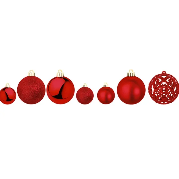 Weihnachtskugeln^DecoWoerner Weihnachtskugel-Set Aus Kunststoff 100tlg. 3 – 6 Cm Ø rot