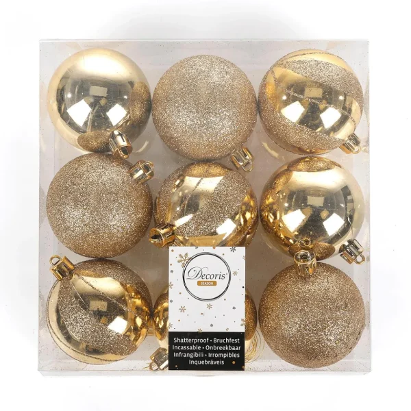 Weihnachtskugeln^DecoWoerner Weihnachtskugel-Set, , Kunststoff, 6 Cm Ø – 9 Stück gold