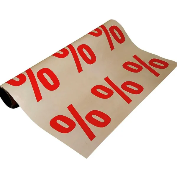 Verkaufsaktionen Bewerben^DecoWoerner Werbebanner-Rolle "Prozente" 50 Cm, 50 M rot