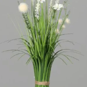 Dekogras^DecoWoerner Wiesenblumen Kunstgräser Mit Blüten weiß