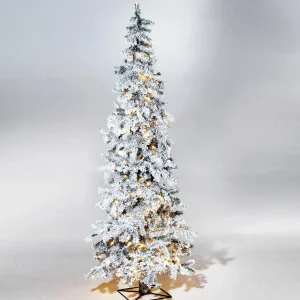 Künstliche Weihnachtsbäume^DecoWoerner Wintertanne, Beschneite Luvi-Kunsttanne Mit LED-Licht, 210 Cm weiß