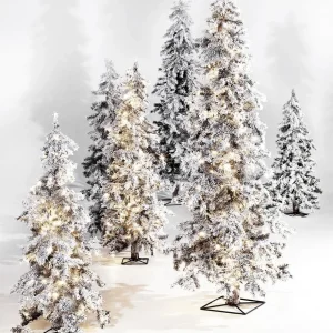 Künstliche Weihnachtsbäume^DecoWoerner Wintertanne, Beschneite Luvi-Kunsttanne Mit LED-Licht, 210 Cm weiß