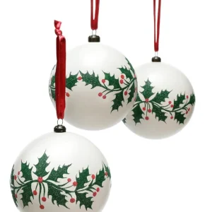 Weihnachtskugeln^DecoWoerner XL-Weihnachtskugel "Ilex" 12 Cm Ø, 3 Stück weiß