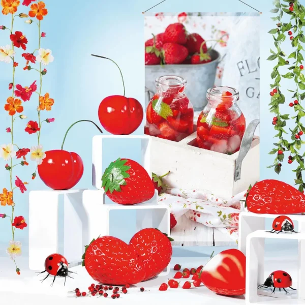 Themen-Deko | Frühlingsdeko^DecoWoerner XXL Erdbeer Lebensmittel-Attrappe 40 Cm 30 Cm Ø rot