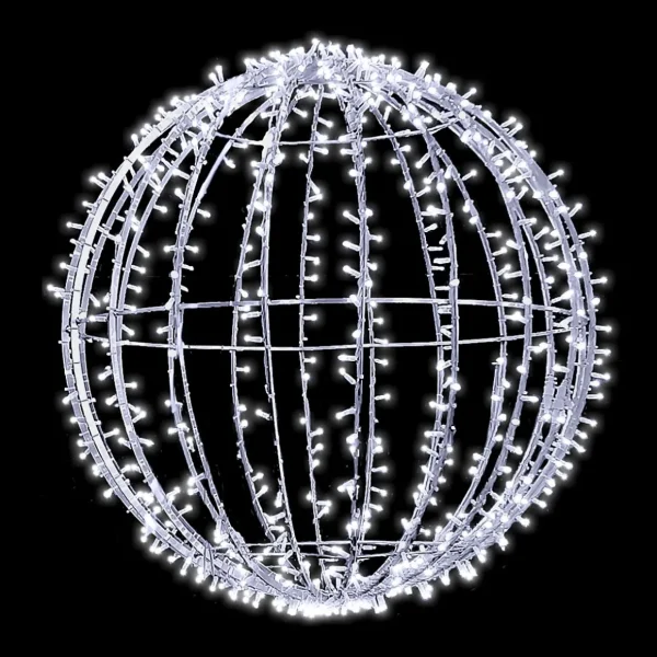 Deko-Licht^DecoWoerner XXL LED Kalt Kugel Lichtobjekt Für Außen 120 Cm Ø silber