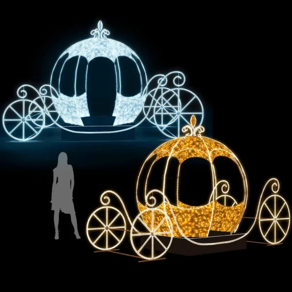Deko-Licht^DecoWoerner XXL LED Lichtobjekt Kutsche Weiß 550 Cm silber