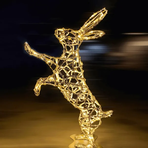 Deko-Licht^DecoWoerner XXL LED-Lichtfigur Hase Für Außen, 110 Cm silber