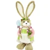 Dekotiere^DecoWoerner XXL Plüsch Osterhase Mit Blumen 92 Cm rosa