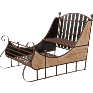 Winterdeko | Xxl Weihnachtsdeko^DecoWoerner XXL Vintage-Deko-Schlitten 166 X 109 X 111 Cm Aus Holz Und Metall braun