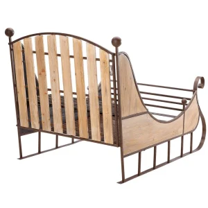 Winterdeko | Xxl Weihnachtsdeko^DecoWoerner XXL Vintage-Deko-Schlitten 166 X 109 X 111 Cm Aus Holz Und Metall braun