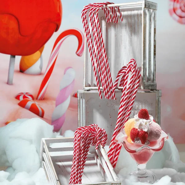 Weihnachtsfiguren^DecoWoerner XXL Zuckerstangen Lebensmittel-Attrappe 5 Stück 40 Cm rot