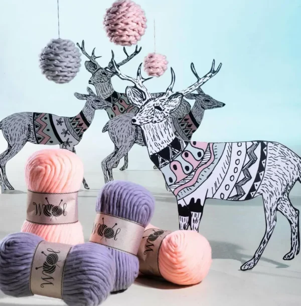 Winterdeko^DecoWoerner XXL-Deko-Wollknäuel 40 X 22 Cm rosa