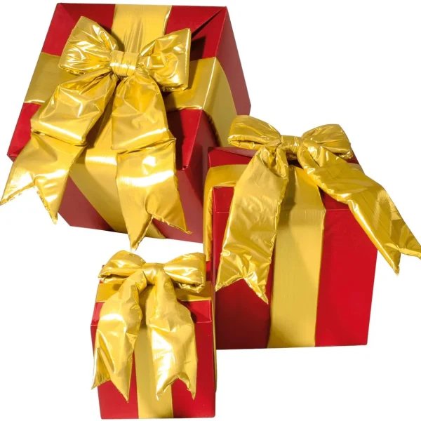 Xxl Weihnachtsdeko^DecoWoerner XXL-Geschenkbox Für Innen 3tlg. Rot mehrfarbig