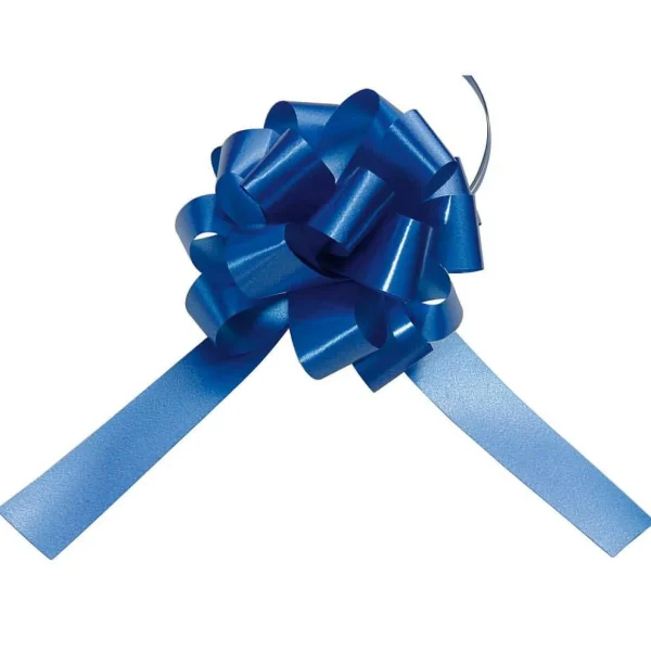 Geschenkschleifen^DecoWoerner Zieh-Schleife, 10 Cm Ø, , 50 Stück blau