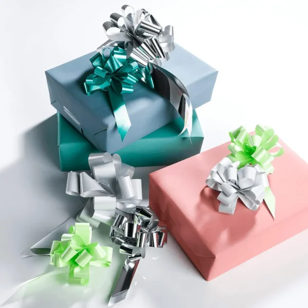 Geschenkschleifen^DecoWoerner Zieh-Schleife, 10 Cm Ø, , 50 Stück blau