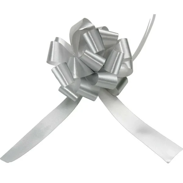 Geschenkschleifen^DecoWoerner Zieh-Schleife, 10 Cm Ø, , 50 Stück silber