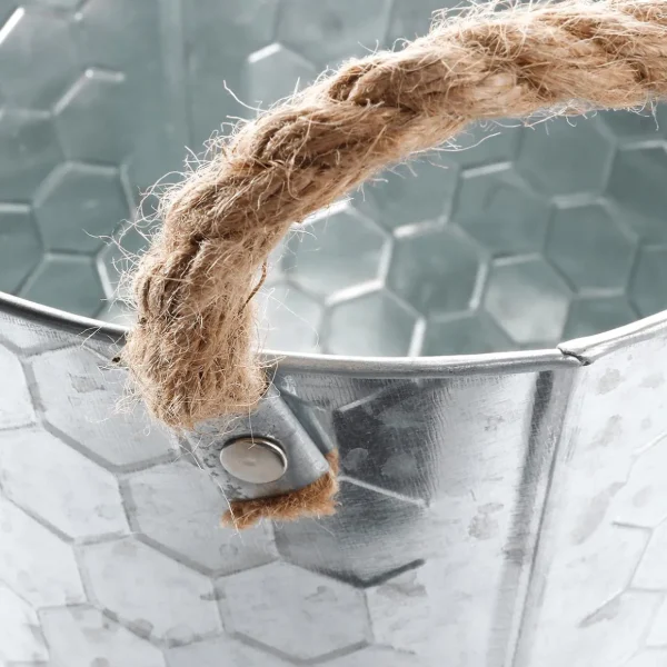 Sommerdeko | Frühlingsdeko^DecoWoerner Zink-Pflanzen-Übertopf Mit Wabenmuster 14 & 17 Cm Hoch silber