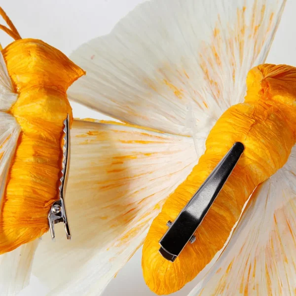 Dekotiere | Frühlingsdeko^DecoWoerner Zwei Deko-Schmetterlinge Mit Clip, Gelb-weiß, 11-14 Cm Ø orange