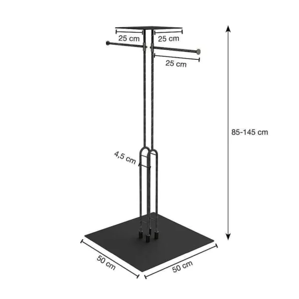Kleiderständer^DecoWoerner Zweiarmiger Kleiderständer LOFT, 85 - 145 Cm schwarz