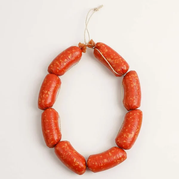 Fleisch & Wurst^DecoWoerner Zwiebelmettwurst-Kette Lebensmittel-Attrappe 30 Cm rot